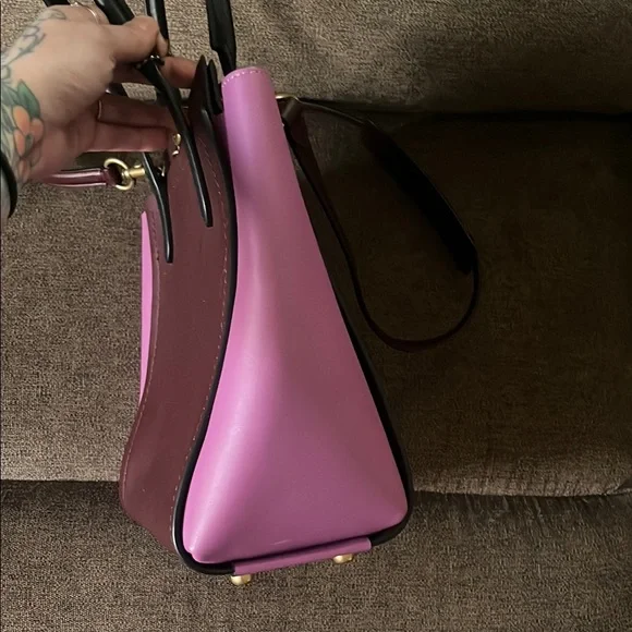 Coach Pink and Brown Satchel with Gold Accents - Picture 14 of 16